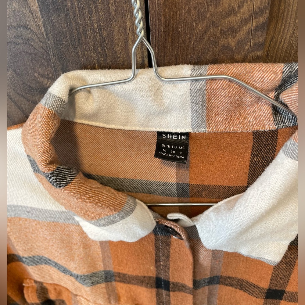 Flannel Plaid Oversized Women's Button Up Shirt - Picture 6 of 7